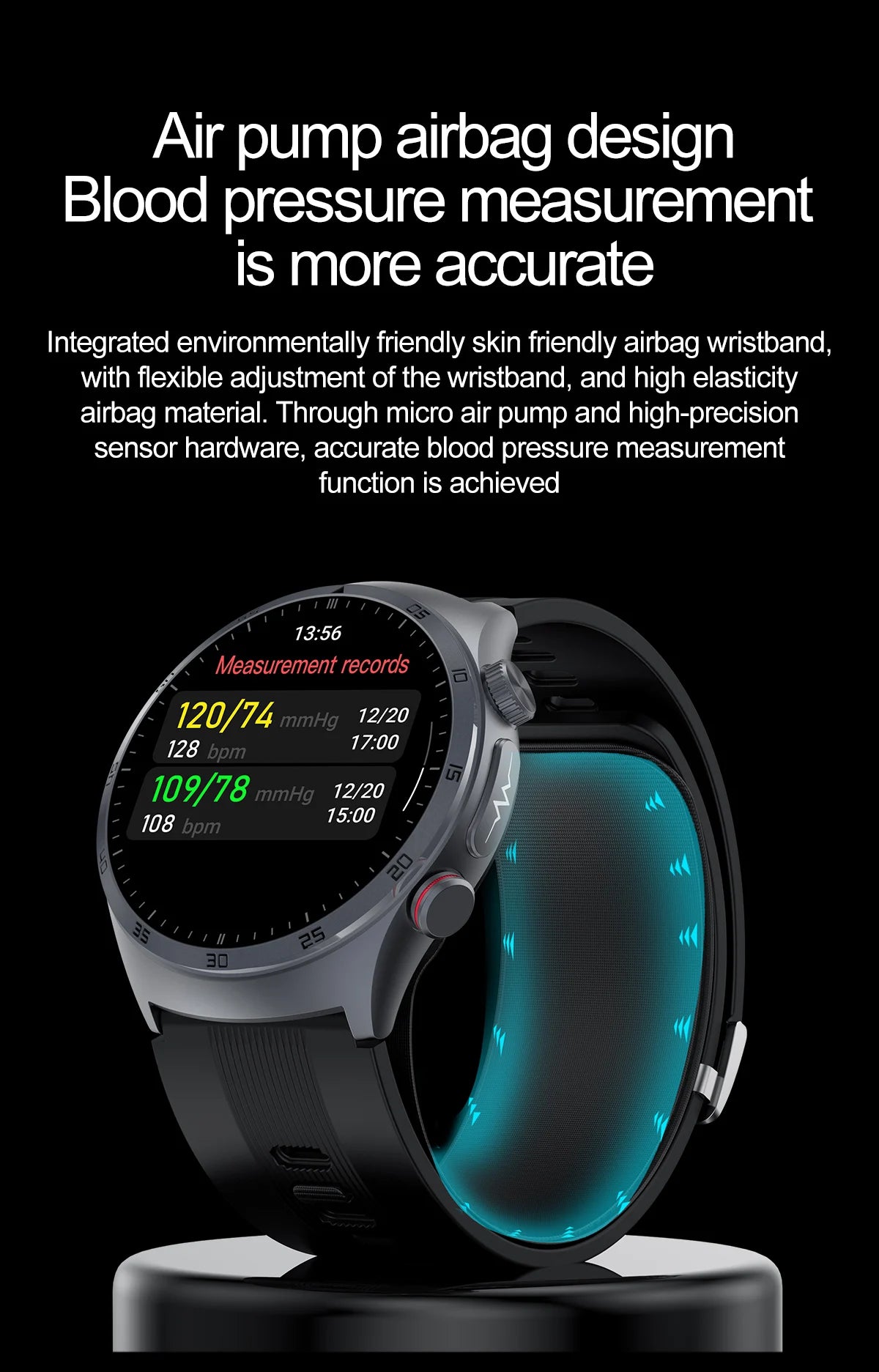 Airbag Smart Watch 2025 New Health watch men Air pump True Accurately Blood Pressure watches Uric Acid Blood Lipids