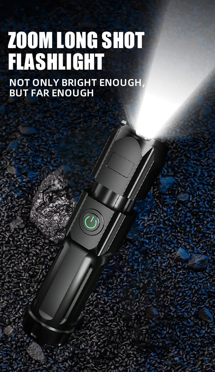 Powerful LED Flashlight 100000 Lumen Tactical Flashlights Rechargeable USB 18650 Waterproof Zoom Fishing Hunting LED Flashlight