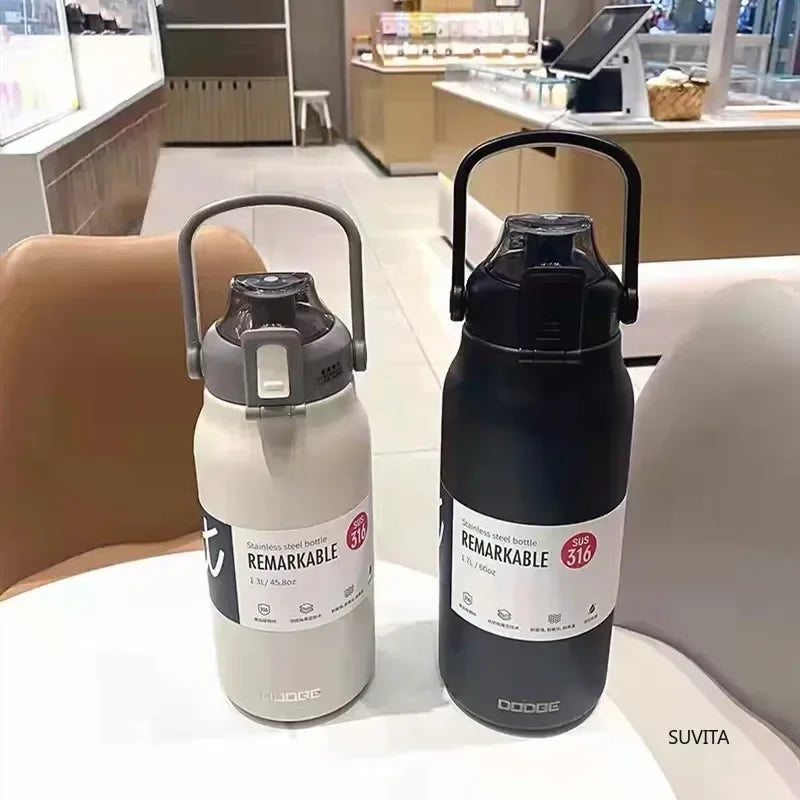 DODGE 1300/1700ML Stainless Steel Tumbler Thermos Bottle Portable Vacuum Flasks Outdoor Sports Water Cup Car Insulated Flask