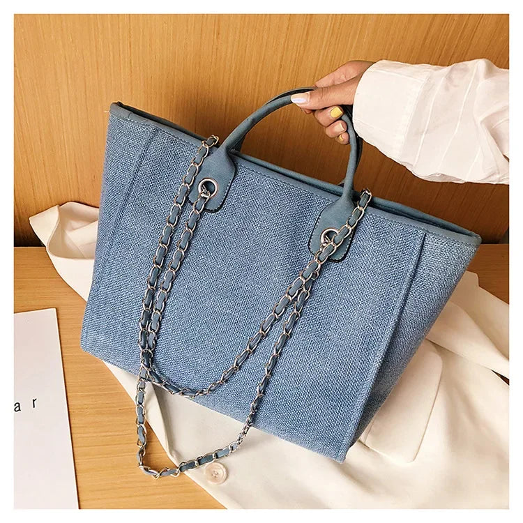 Fashion Make Up Designer Big Women's New Korean Fashion Casual Large Capacity Shoulder Crossbody Chain Tote Bag
