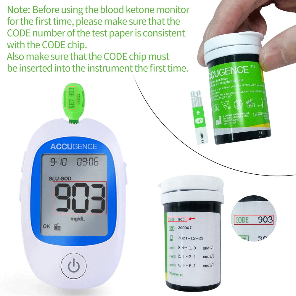 Fast Test Blood Ketone Meter Kit for Keto Diet with Ketone Monitor and Strips 30pc with Lancets Ketosis&Ketogenic Diet