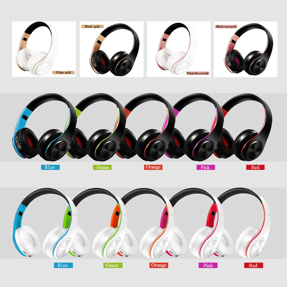 2025 New Bluetooth Wireless Stereo Headphones Earphone Headset with FM TF Card Slot And Built-in MIC for MP3 PC iPod Cell Phone