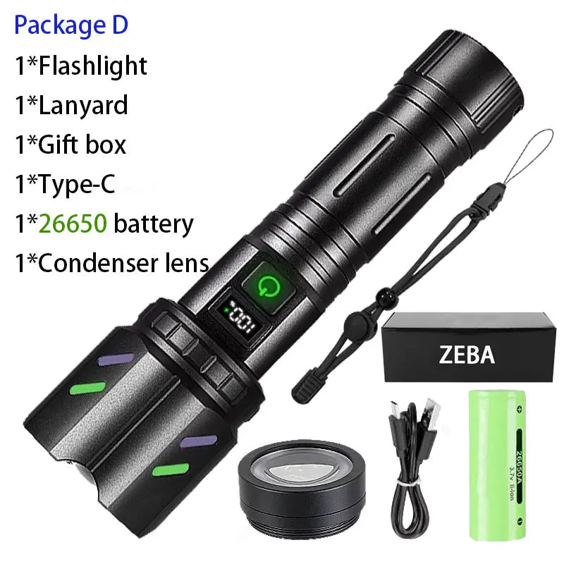 2025 Ultra Powerful Windproof Fire Starting Flashlight Rechargeable High Power Torch Focused Light Source Can Light A Flame Lantern
