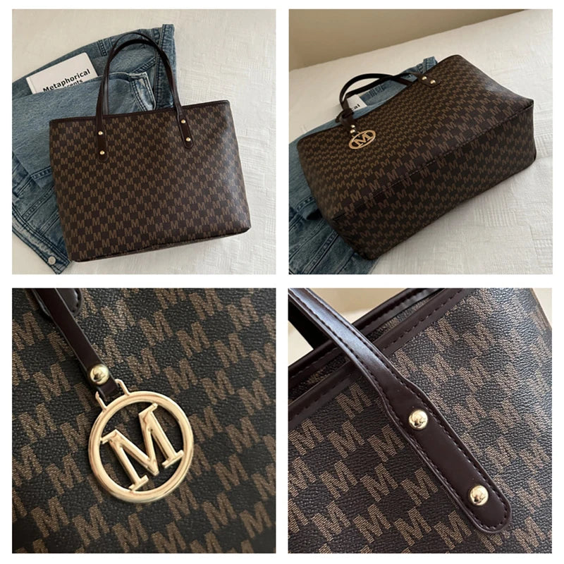 Letter Print Fashion Shoulder Bag Versatile Large Capacity Handbag Luxury Brand Bag Clutch Bag Retro Trend Commuter Tote Bag