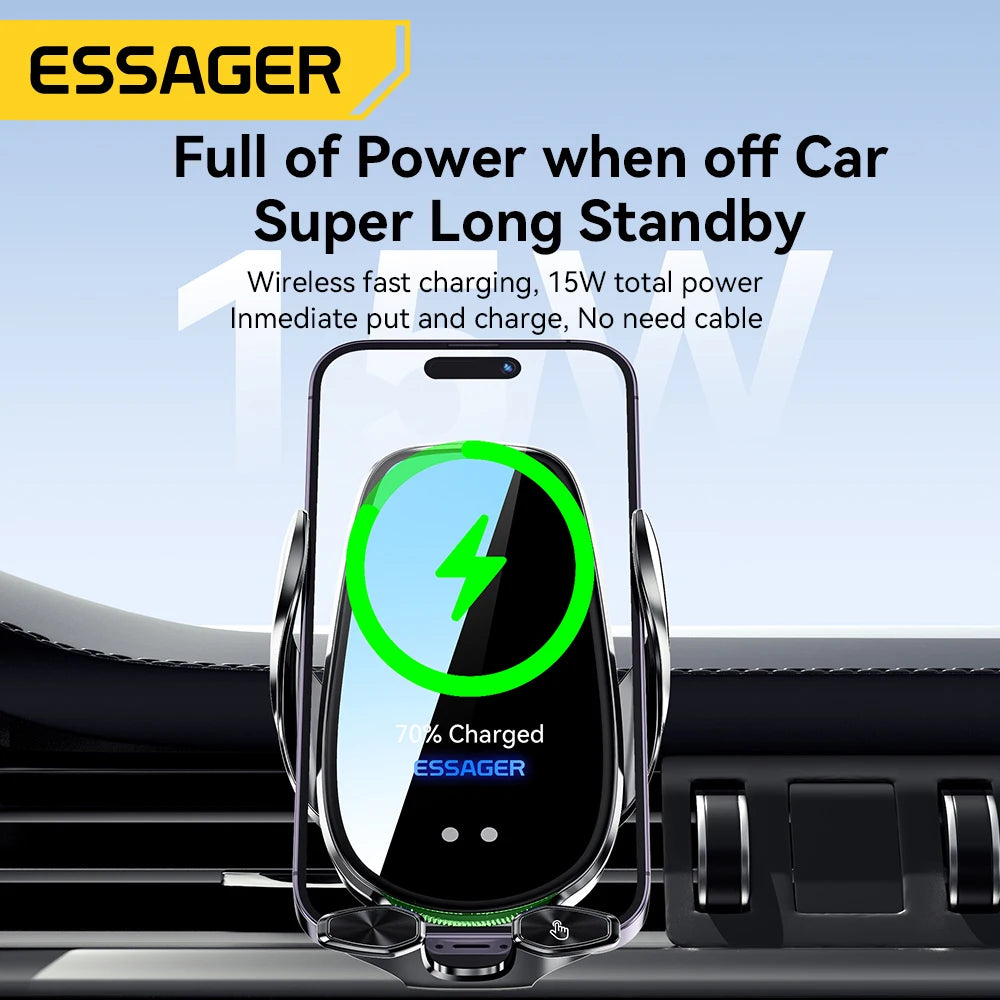 Essager Qi 15W Wireless Charger Car Phone Holder In Car Air Vent Mount For iPhone 14 13 12 X Pro Max Fast Charging