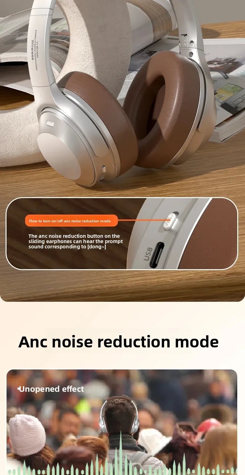Wireless Headset Bluetooth 5.3 Retro Headphones HIFI Stereo Noise Canceling Earphone Long Standby Stylish Comfortable Headphones