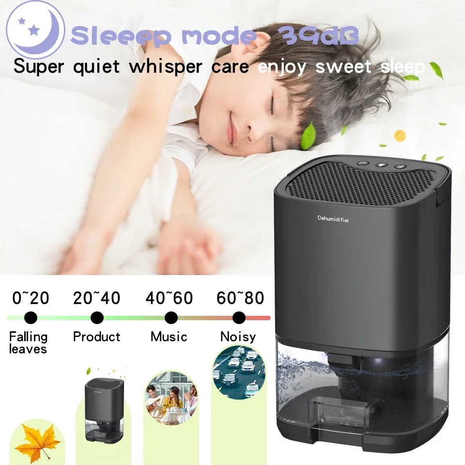 Smart Air Purifier Portable Silent Dehumidifier Home Dehumidifier Dryer Bedroom Office Kitchen Deodorizer Dryer US Plug