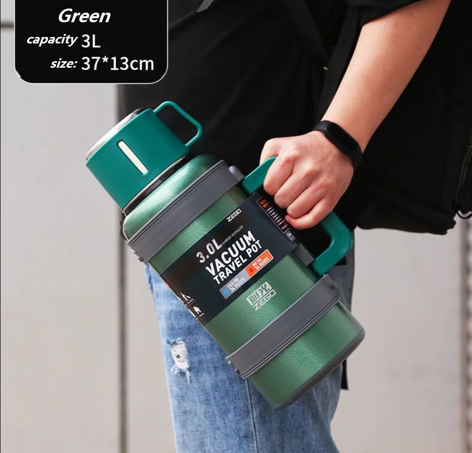 304 Stainless Steel Big Capacity Thermos Bottle 3L /4L Outdoor Travel Coffee Mugs Thermal Vaccum Water Bottle Thermal Mug