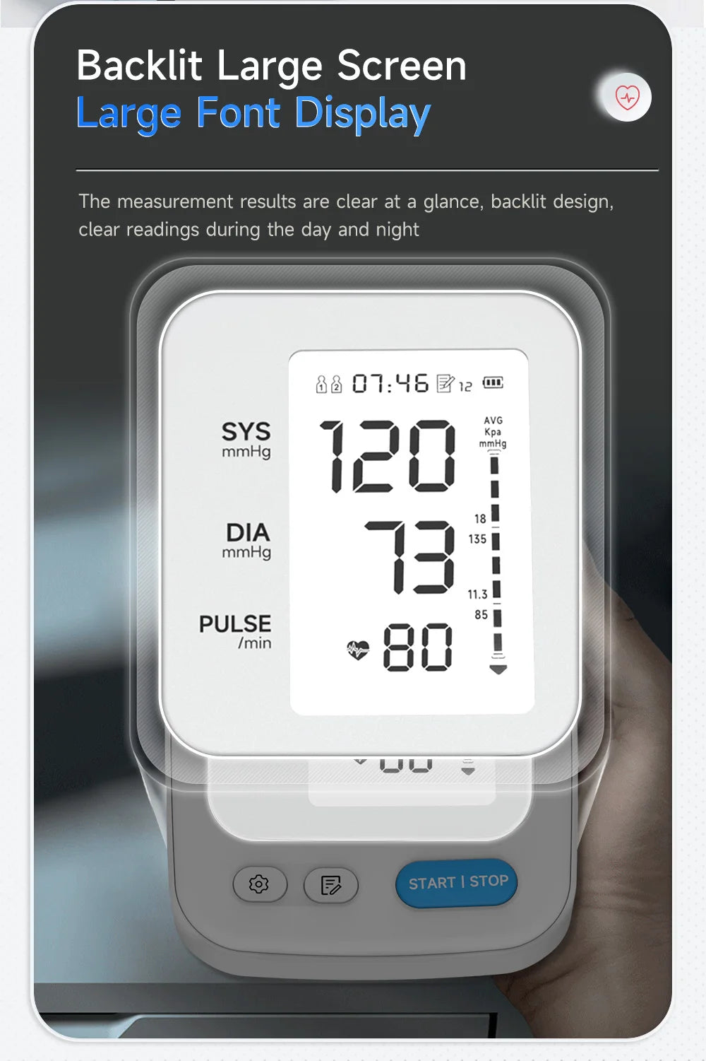 Yongrow Portable Digital Upper Arm Blood Pressure Monitor Measurement Tool Tonometer Sphygmomanometer