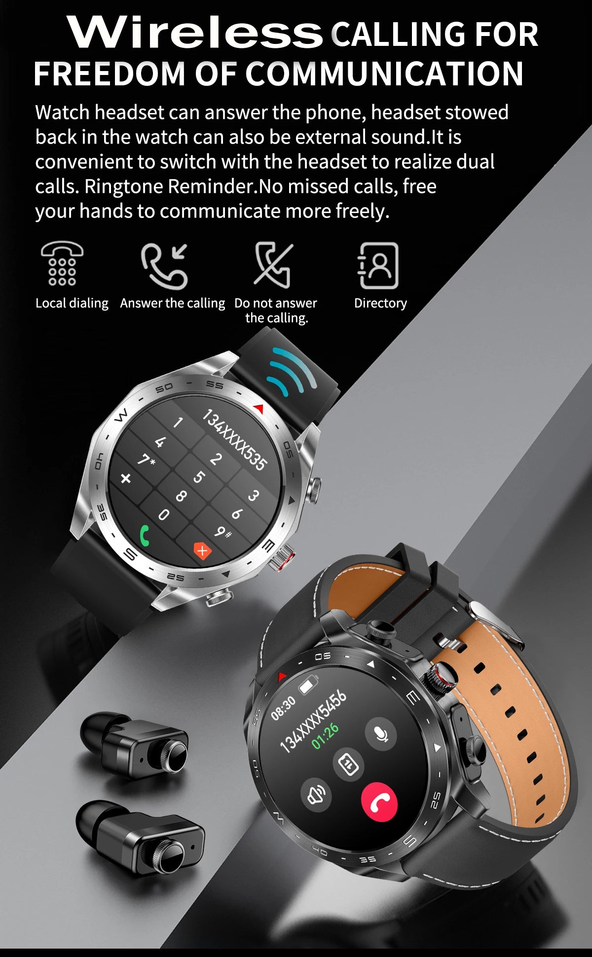 2024 TWS 2-in-1 Bluetooth Earphones Smart Watch Bluetooth Call GPS Motion Trajectory HIFI 9D Sound Quality Smartwatch