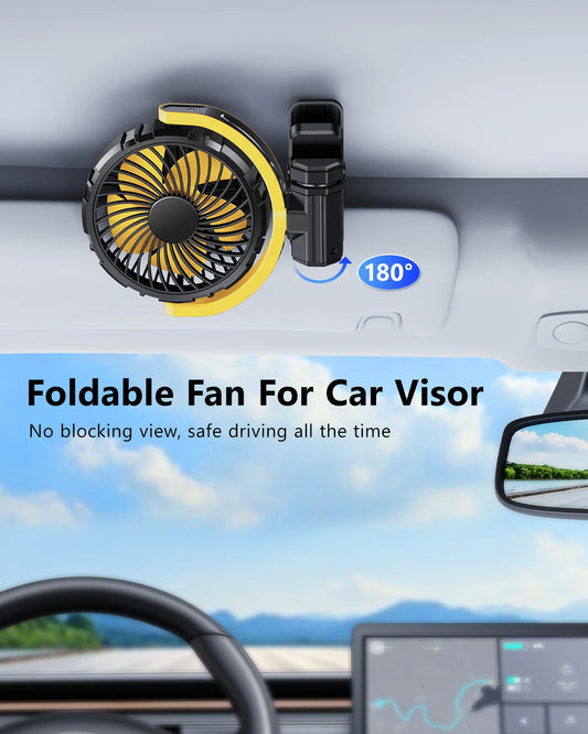 Eary Portable Car Clip On Fan Battery Operated 3 Speed Wind 900 Rotate Quiet Small Air Cooling Fan For Desk Camping Stroller Fan