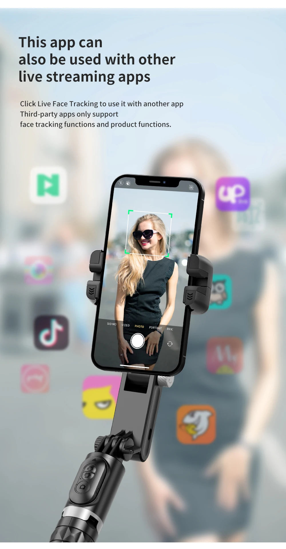 Q18 Desktop Following the shooting Mode Gimbal Stabilizer Selfie Stick Tripod with Fill Light for Smartphone