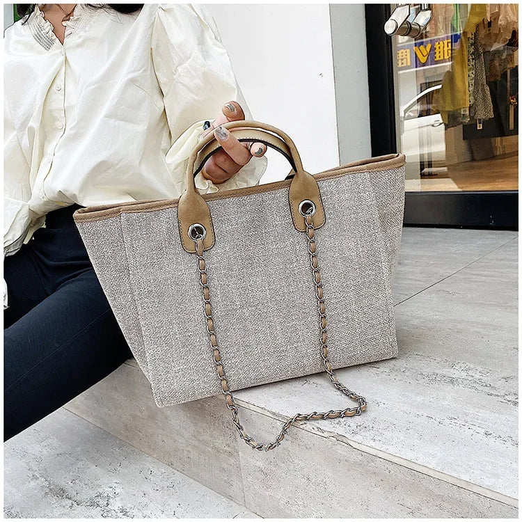Fashion Make Up Designer Big Women's New Korean Fashion Casual Large Capacity Shoulder Crossbody Chain Tote Bag