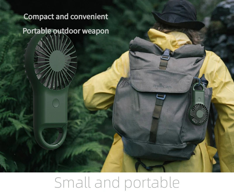 New handheld mini fan, silent high wind USB charging, outdoor hiking, creative gift for graduation season