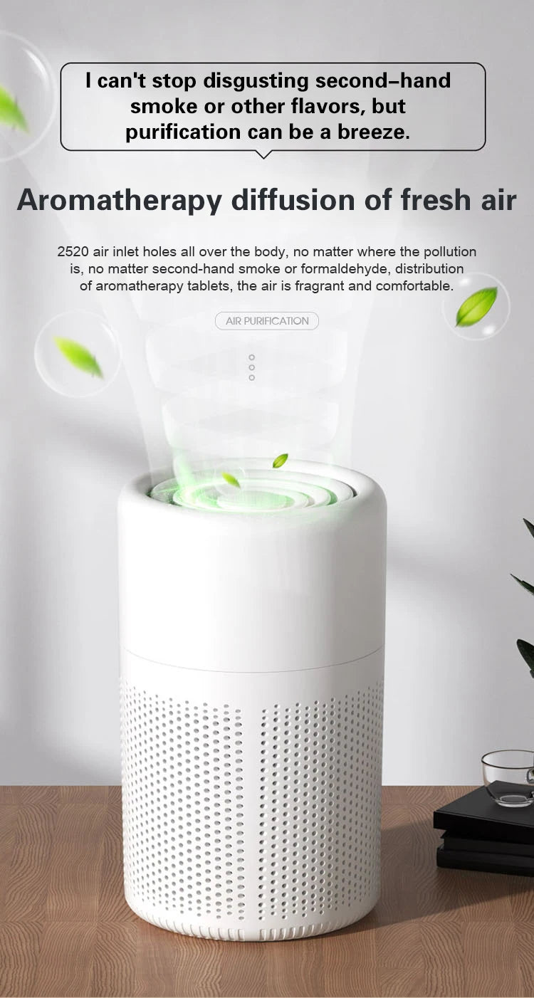Air Purifiers Home Remove Smoke Odor Formaldehy Air Cleaner HEPA Filter PM 2.5 Air Freshener for Car Bedroom Small Air Purifier
