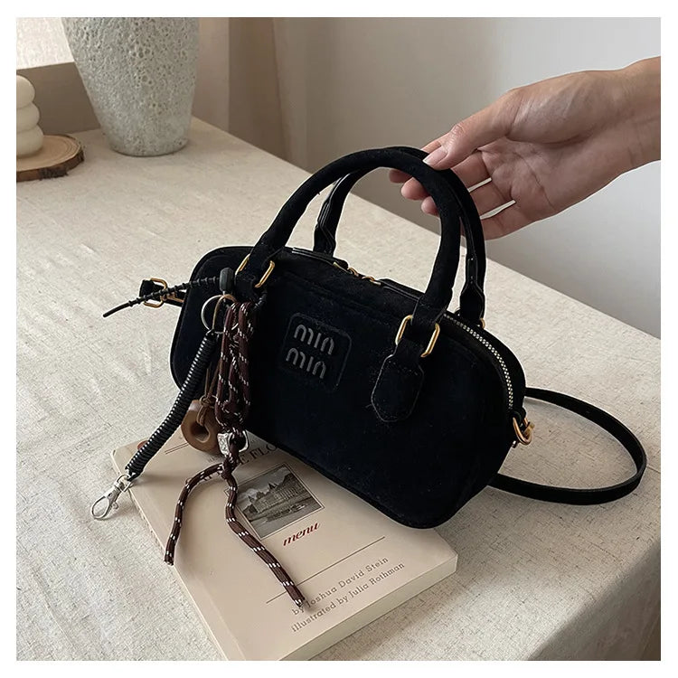 2025 New Fashionable dull Polish bag portable women's full retro crossbody bag shoulder bag popular
