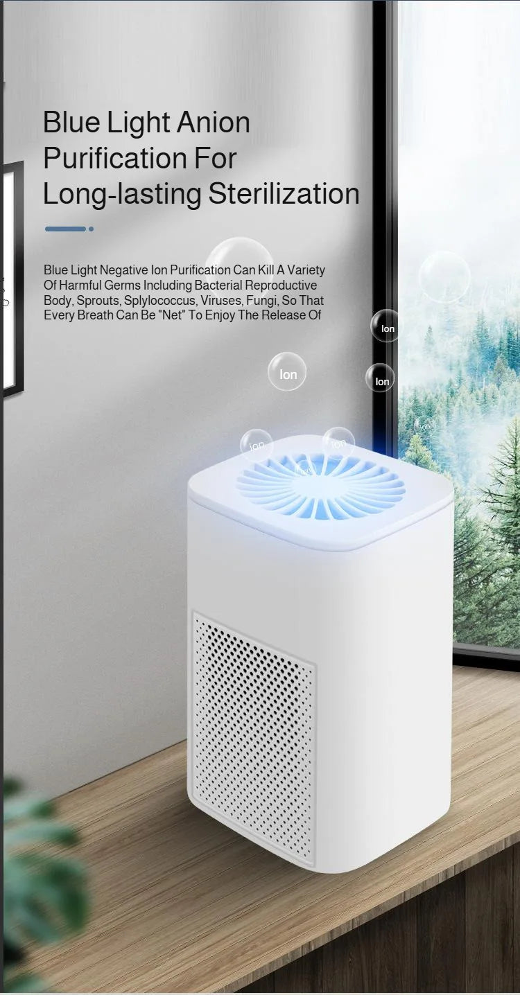 Air Purifier Smoke Odor Negative Ion Generator Household HEPA Air Purifier Efficient Purifying Air Formaldehyde for Car and Room