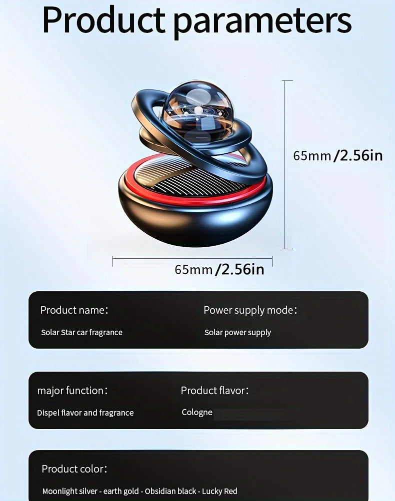 Car Air Freshener Solar Energy Air Purifier for Car Interior Autorotation Decoration Perfume Diffuser Interplanetary Suspension