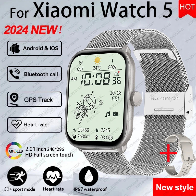 For Xiaomi Watch 5 Wrist Band Global Version Men Women HD AMOLED Screen Heart Rate Bluetooth Call GPS Track Waterproof Sports Smart Watch