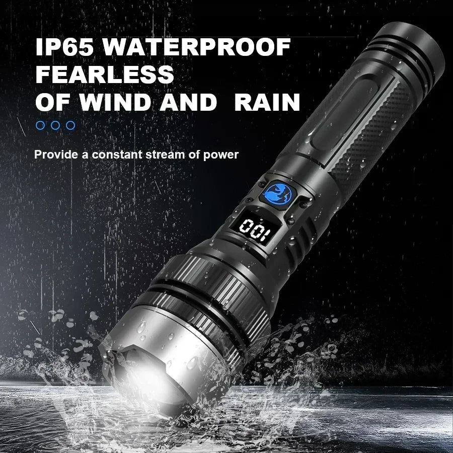 Super Bright LED Portable Flashlight USB Rechargeable Torch with Built-in Battery High Lumen Outdoor Waterproof Camping Lantern