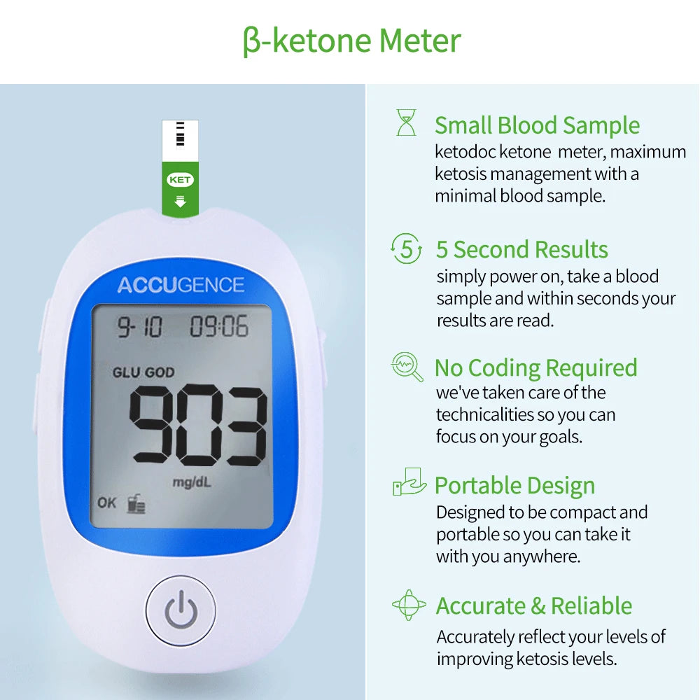 Fast Test Blood Ketone Meter Kit for Keto Diet with Ketone Monitor and Strips 30pc with Lancets Ketosis&Ketogenic Diet