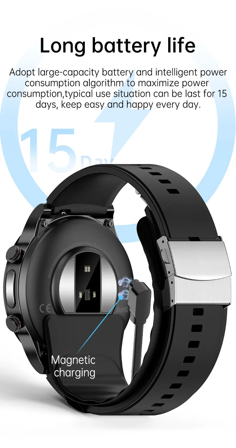 P70 Smart Watch Air Pressure Pump Blood Pressure Medical Grade ECG+PPG Heart Rate Blood Pressure Measurement Elder Health Watch