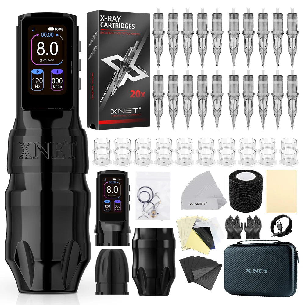 Xnet Titan Max Wireless Tattoo Machine kit 20Pcs Needles Set Coreless Motor Multi-Function Touchscreen Battery 1-12V For Tattoo
