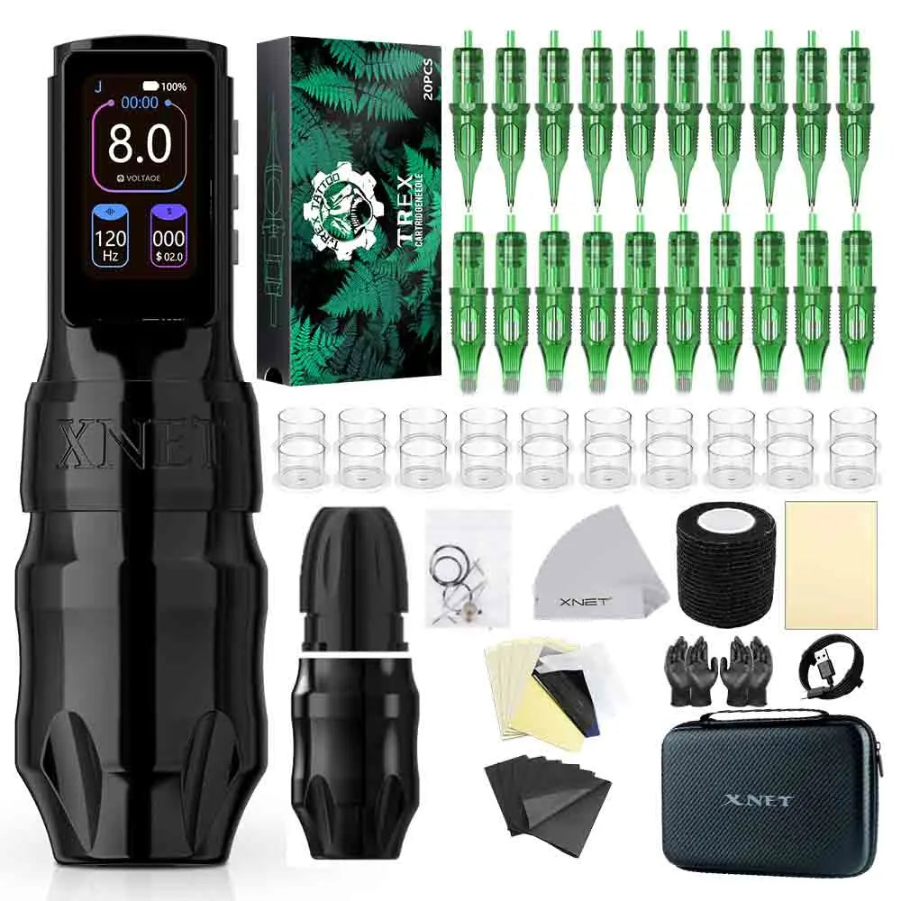 Xnet Titan Max Wireless Tattoo Machine kit 20Pcs Needles Set Coreless Motor Multi-Function Touchscreen Battery 1-12V For Tattoo