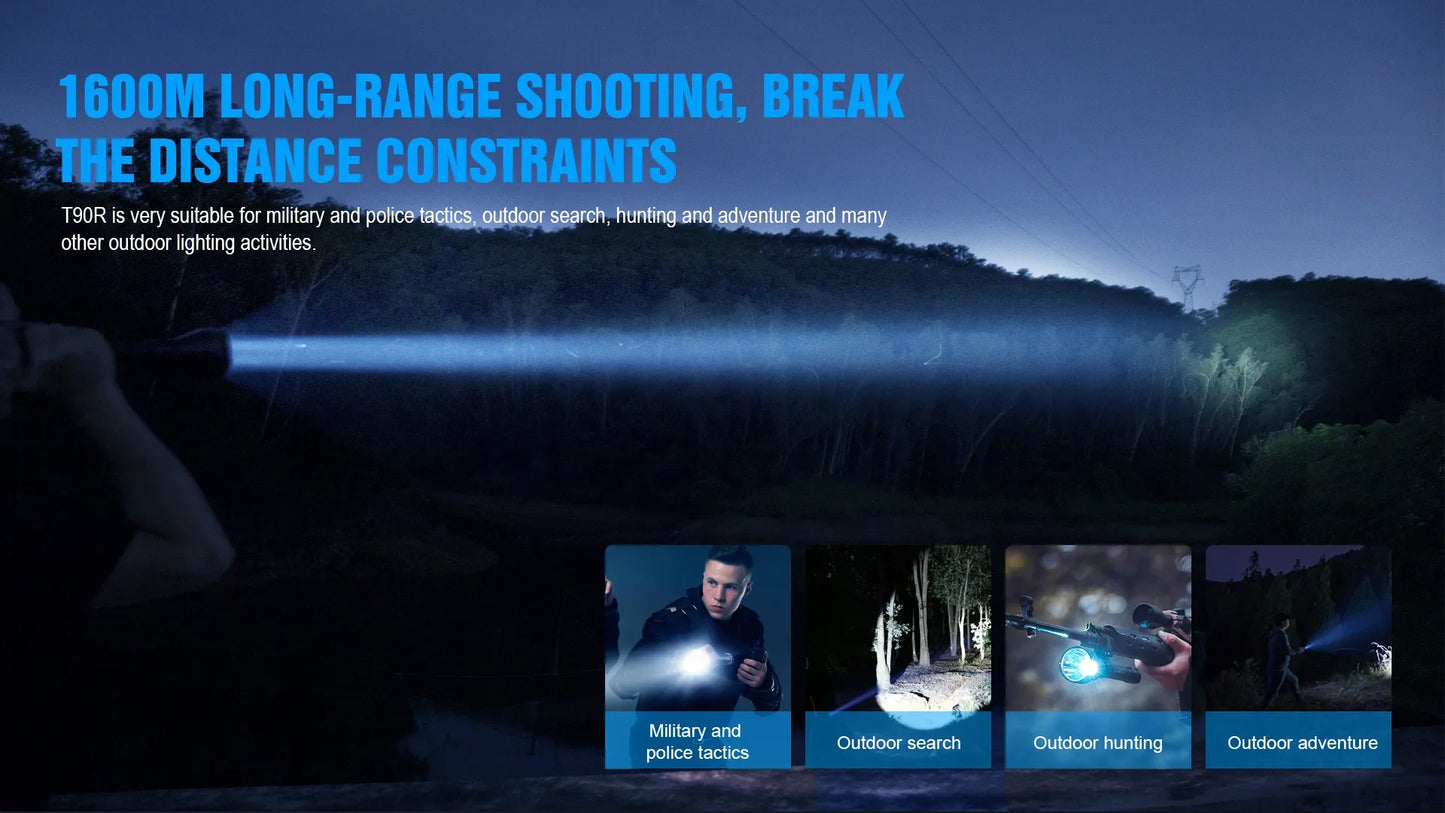 Ultra Tactical LED Flashlight LMNS SBT-90 4800LM High Power Rechargeable Military Torch Light for Hunting Self-Defense Camping