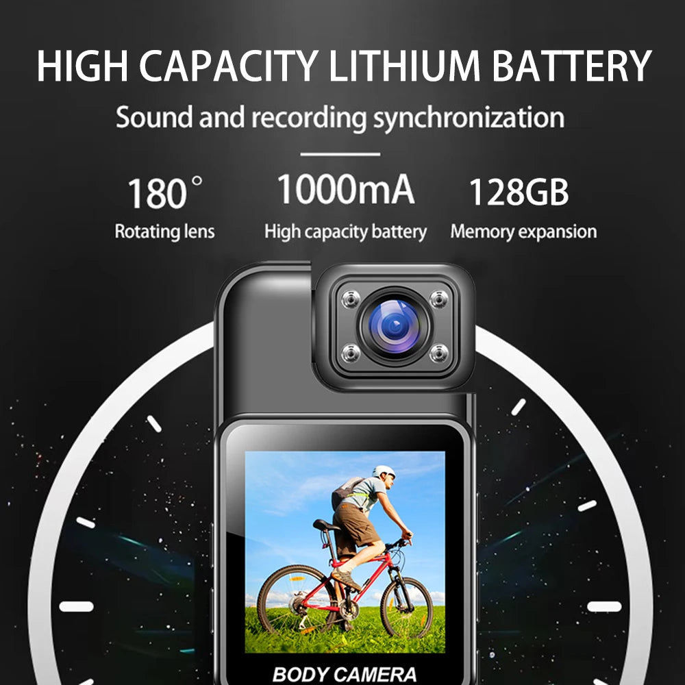 4K WiFi Ultra HD Mini Camera Portable Police Camera Infrared Night Vision Function Suitable for Police Use, Outdoor Cycling, etc