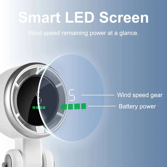 Handheld Mini Fan Small Pocket Electric Adjustable Turbo Low Noise Outdoor Office Camping Fan Rechargeable 5 Speed Air Cooler