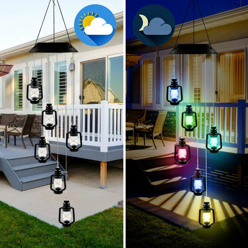 Outdoor Solar Wind Chime Lamp Hummingbird Butterfly Ball