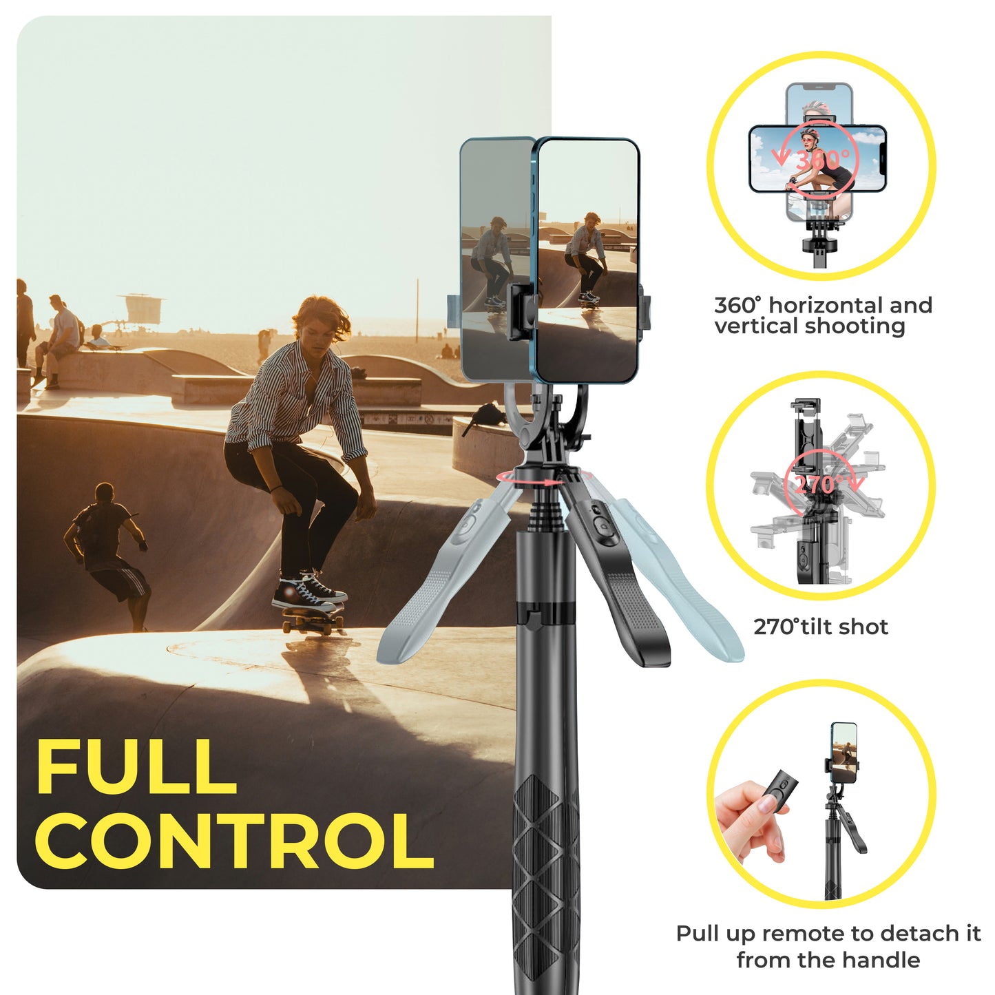Phone tripod 62 inch selfie stick