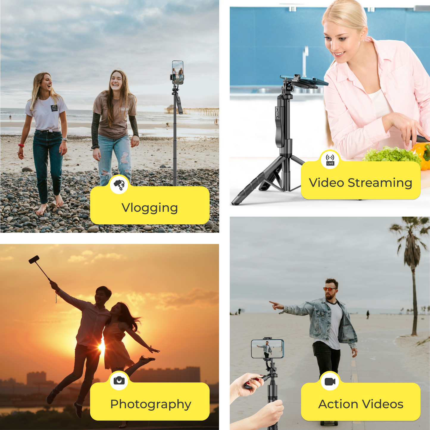 Phone tripod 62 inch selfie stick