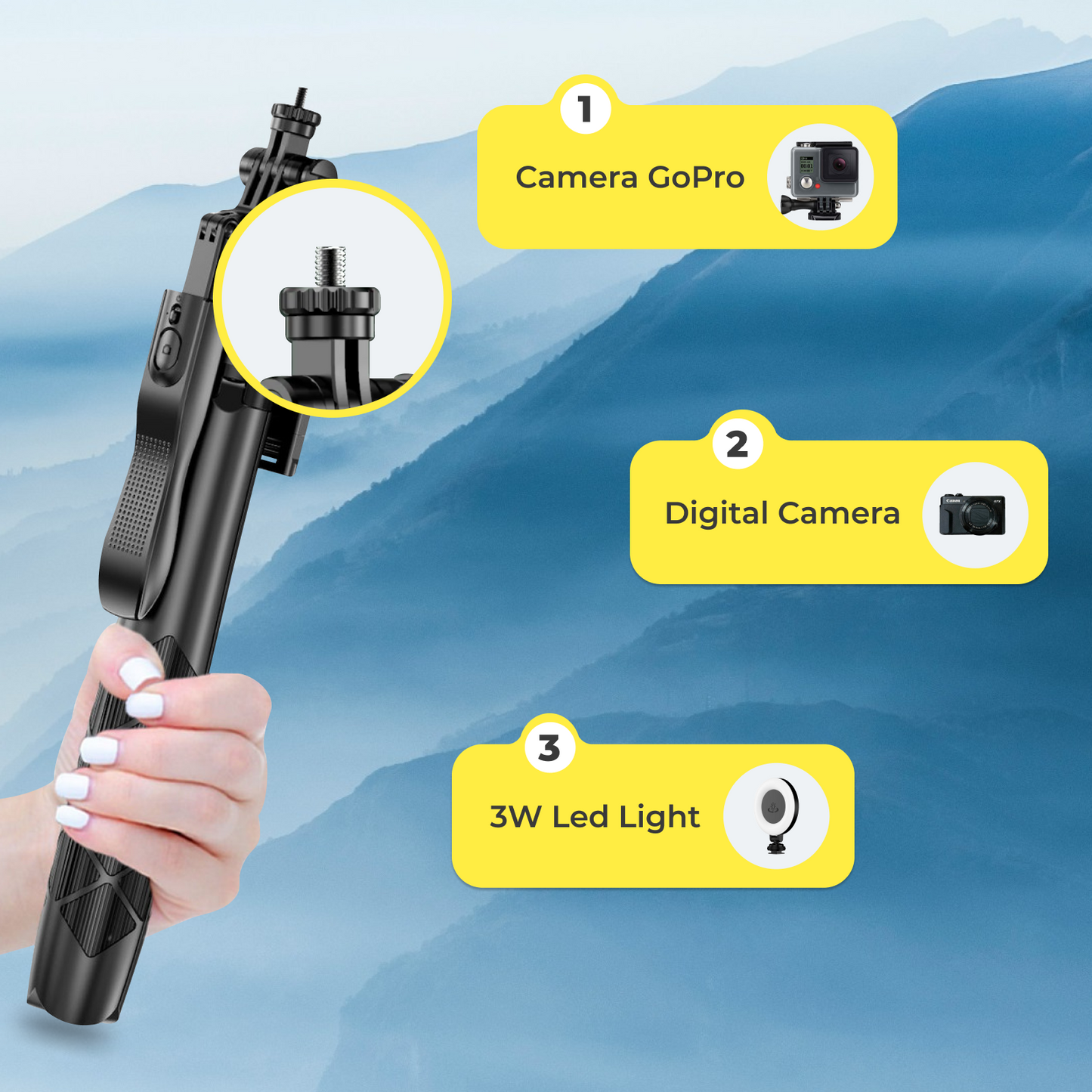 Phone tripod 62 inch selfie stick