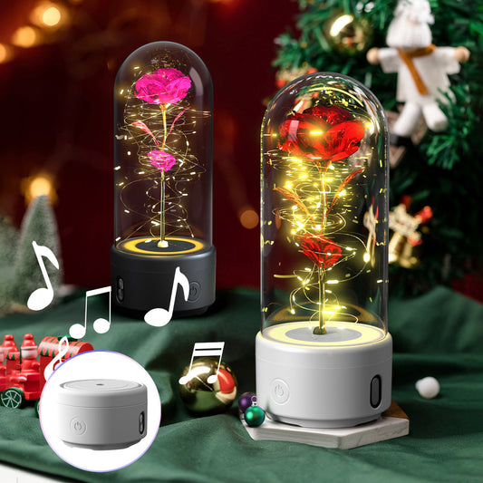 2 In 1 Rose Flowers LED Light Bluetooth-Compatible Speaker