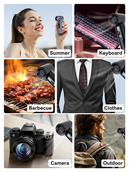 Rechargeable Electric Handheld Fan 199 Speeds Adjustable Portable Outdoor Mini Air Cooling Turbo Fan Personal Fan with Lanyard