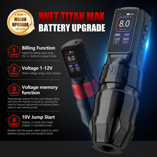 Xnet Titan Max Wireless Tattoo Machine kit 20Pcs Needles Set Coreless Motor Multi-Function Touchscreen Battery 1-12V For Tattoo