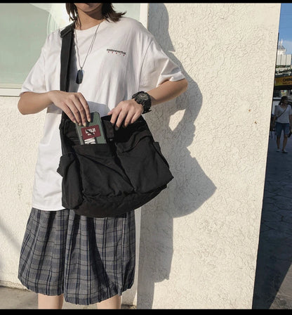 Women Vintage Handbag Canvas Teenager Shoulder Tote Bags Messenger Bags Ladies Casual Handbag Crossbody Purse