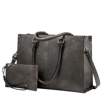 LOVEVOOK 2024 Hot Sale Vintage PU Leather Computer Bag Business Handbag Large Capacity Laptop Tote Work Bag Laptop Bag for Women