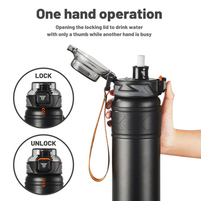 600ml 1000ml 16oz 32oz 316 Stainless Steel Thermos with Straw Vaccum Insulated Thermo Sport Bottle  Double Wall Coffee Bottle