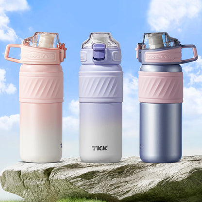Custom Logo 500ml Double-Wall Insulated Straw Sports Travel Bottle Tumbler Leak-Proof Hiking Mug Food Grade  Feature for Kids