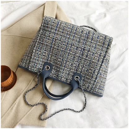 Women Tote Bag Fashion Nylon Large Handbag Chains Shoulder Bags Ladies Big Messenger Bag, Shopping Bag