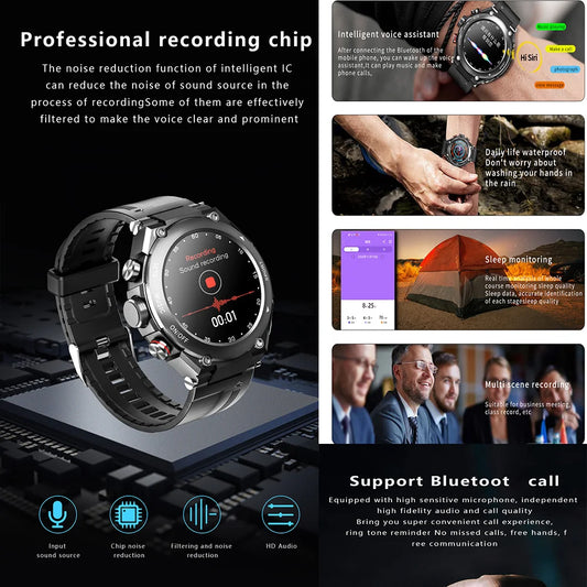 T92 Smart Watch with Earbuds 2-in-1 Music Player Heart Rate & Blood Pressure Monitor Waterproof IP67 Answer Calls with Earphones