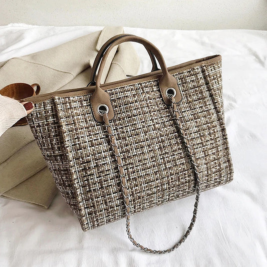 Women Tote Bag Fashion Nylon Large Handbag Chains Shoulder Bags Ladies Big Messenger Bag, Shopping Bag