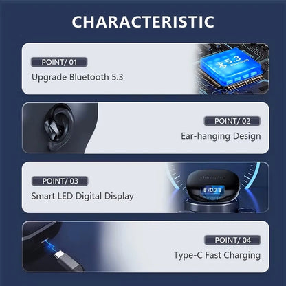 Lenovo LP75 Sports Wireless Earphones with Mics,Button Control, LED Power Display,Hifi Stereo Sound BT 5.3 TWS Headphones