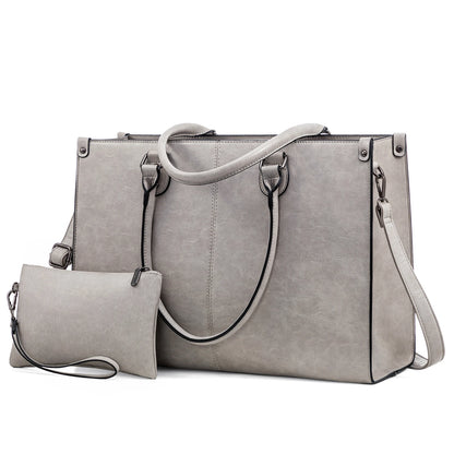 LOVEVOOK 2024 Hot Sale Vintage PU Leather Computer Bag Business Handbag Large Capacity Laptop Tote Work Bag Laptop Bag for Women