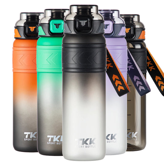 Custom Logo 1000ml Sports Tritan Water Bottle Gradient Color Design BPA-Free Lid Straw Safe Material for Running Travel Hiking