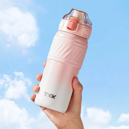 Custom Logo 500ml Double-Wall Insulated Straw Sports Travel Bottle Tumbler Leak-Proof Hiking Mug Food Grade  Feature for Kids