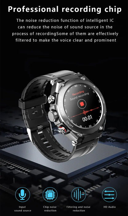 T92 Smart Watch with Earbuds 2-in-1 Music Player Heart Rate & Blood Pressure Monitor Waterproof IP67 Answer Calls with Earphones
